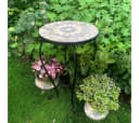 K&L Wall Art Blumenhocker Mosaiktisch Naturstein Garten Bild 2