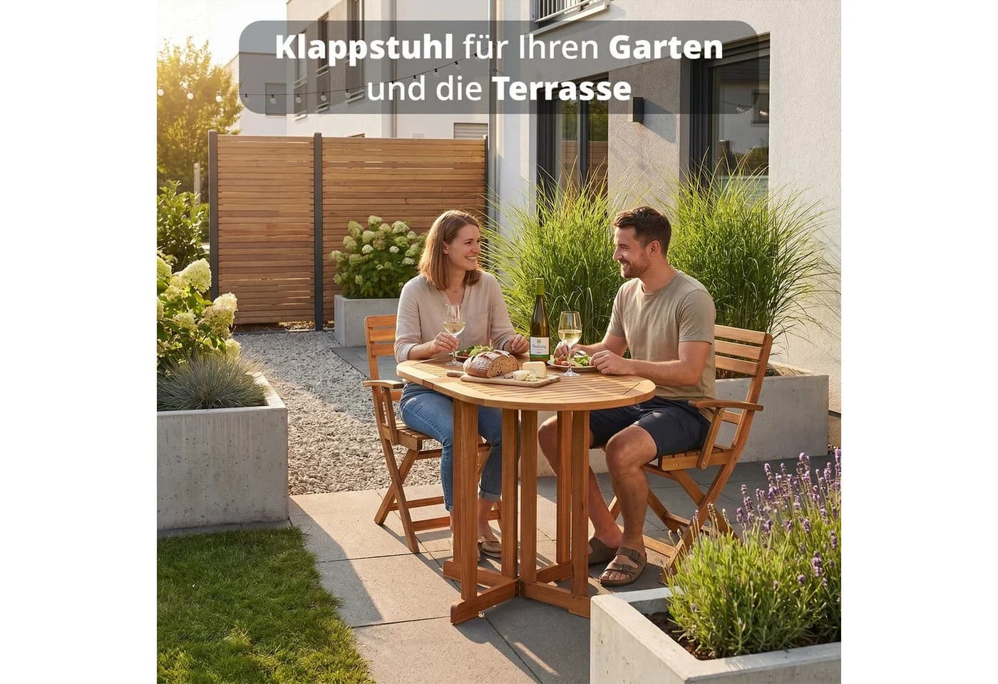 KHG Gartenstuhl Eukalyptus Braun Klappbar Outdoor - Bild 3
