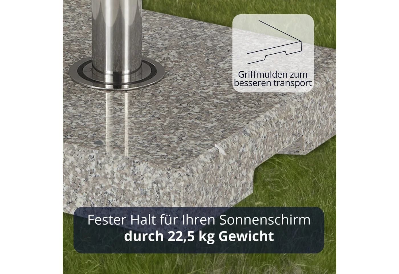 KHG Sonnenschirmständer Granit grau quadratisch 38x38 cm - Bild 4