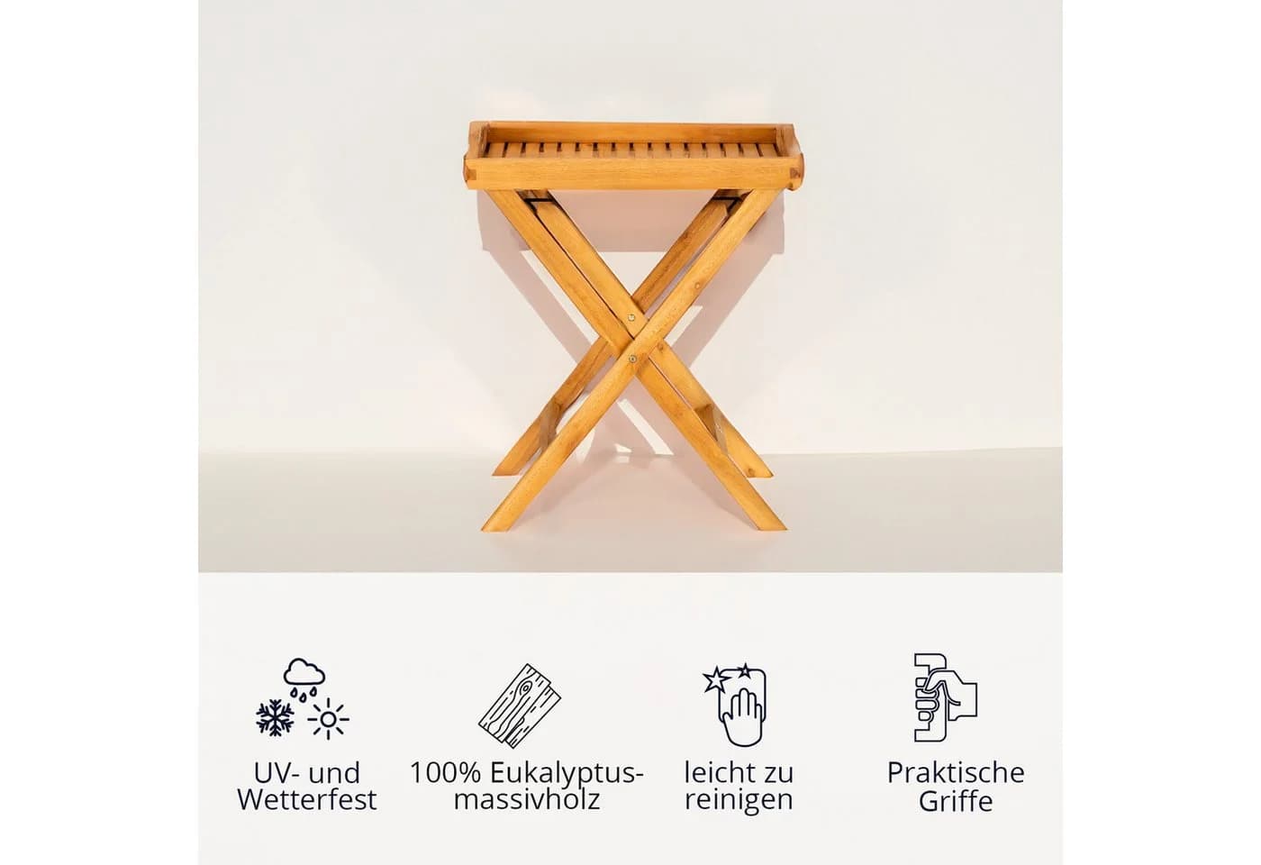 KHG Tabletttisch Serviertablett Braun Klappbar Eukalyptus - Bild 4