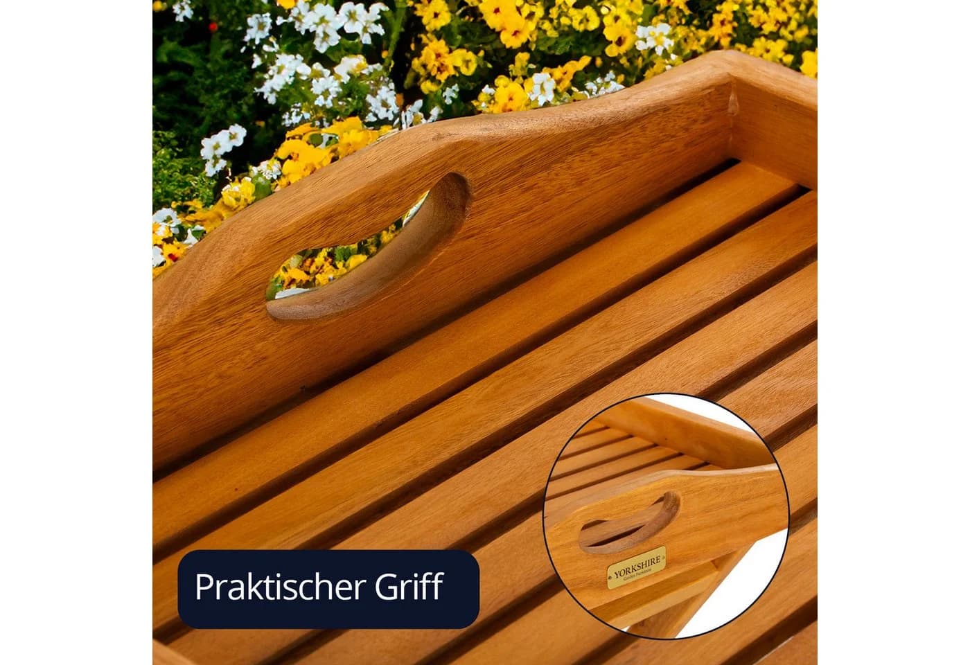 KHG Tabletttisch Serviertablett Braun Klappbar Eukalyptus - Bild 5