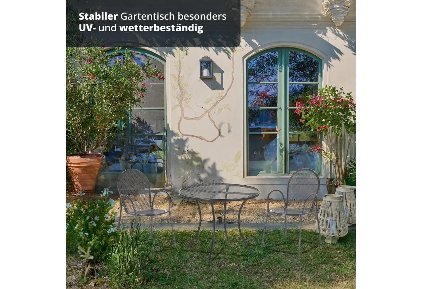 KHG Gartentisch Rund Anthrazit Gittergeflecht Metall - Bild 4