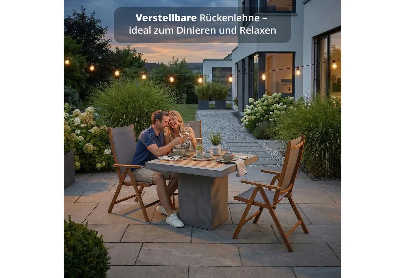 KHG Gartenstuhl Klappstuhl mit Armlehnen Akazienholz Landhaus Stil - Bild 5