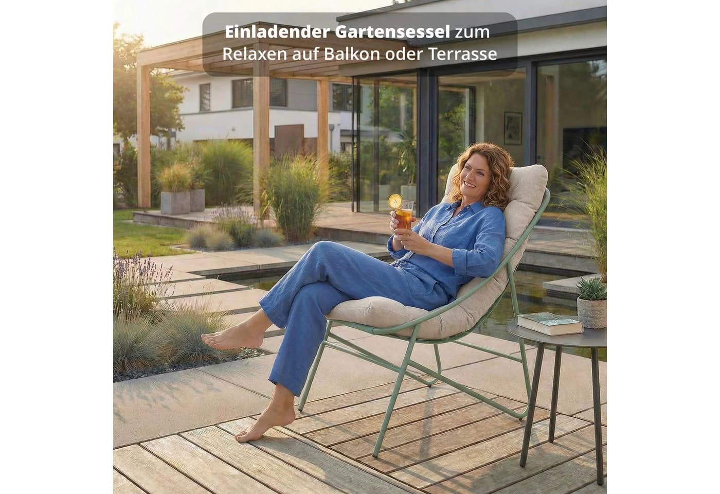 KHG Relaxsessel Hell-Grün mit Sitzkissen Beige