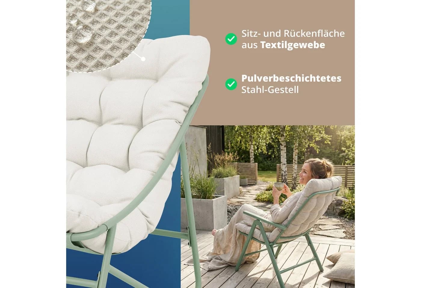 KHG Relaxsessel Hell-Grün mit Sitzkissen Beige - Bild 4