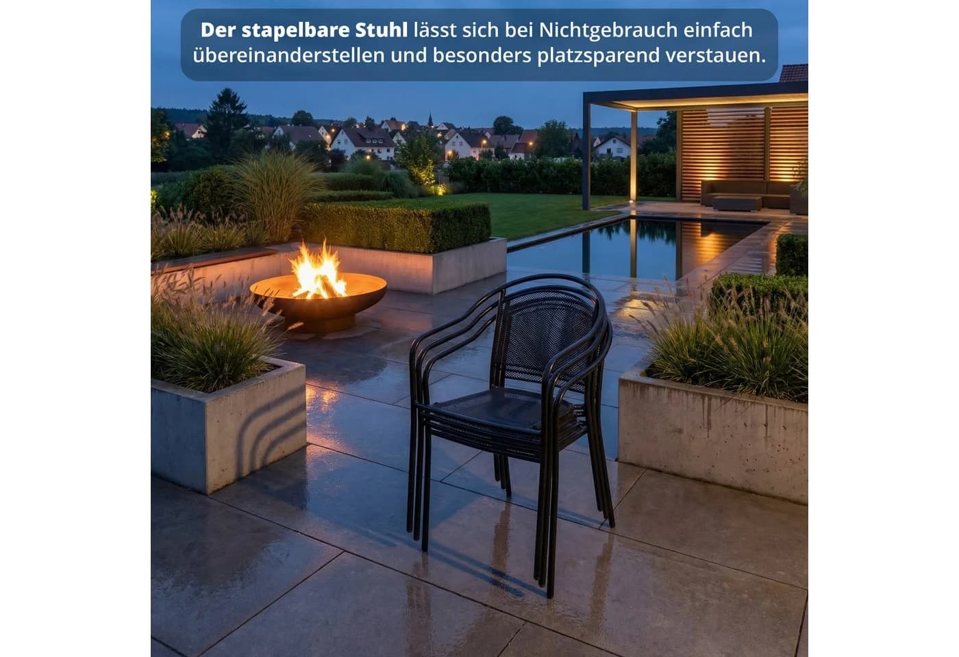 KHG Gartenstuhl mit Armlehnen & Gittergeflecht Anthrazit, stapelbar - Bild 5