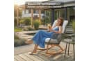 KHG Schaukel-Sessel Grün Aluminium mit Sitzkissen Beige Bild 1