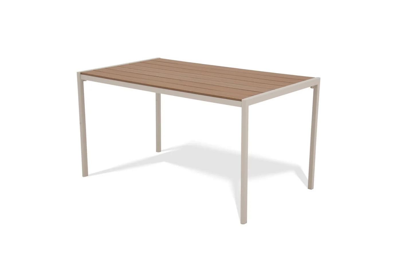 KHG Gartentisch Beige Stahl Polywood 140x75x83 cm - Bild 2