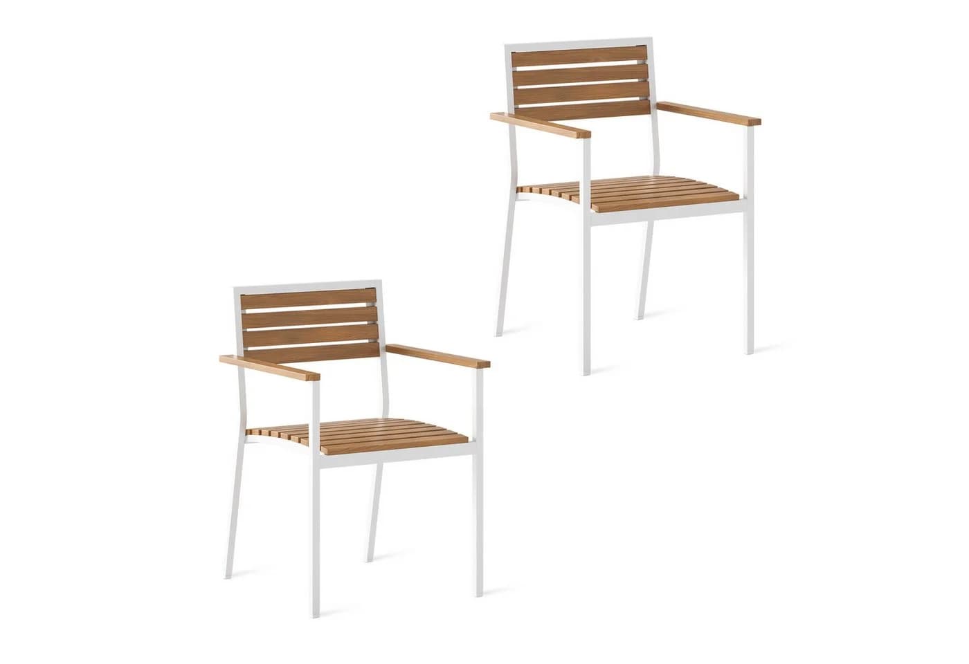KHG Gartenstuhl Stapelbar Weiß Akazie Skandi Look