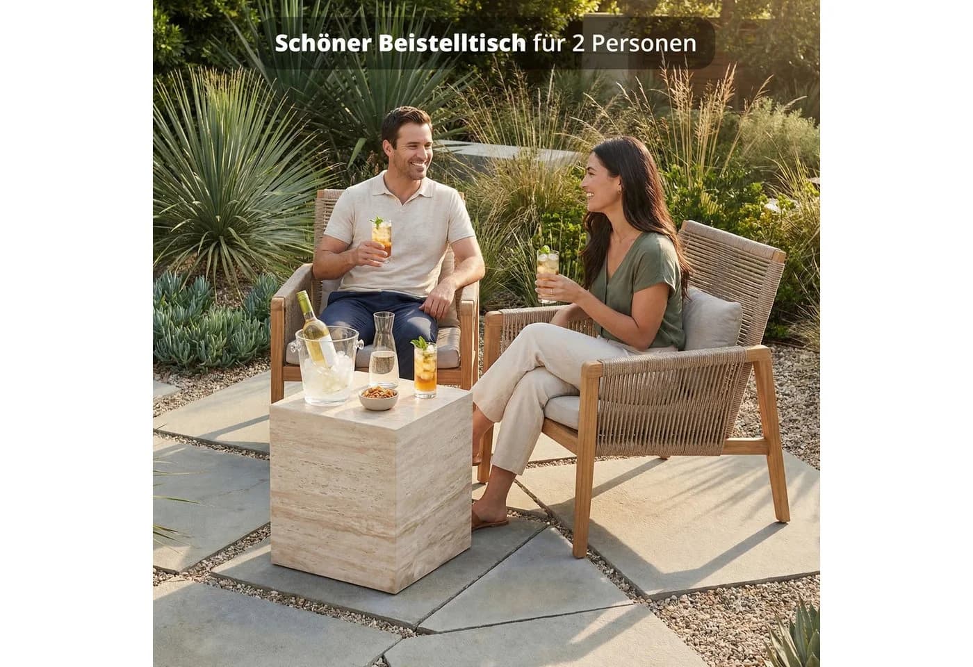 KHG Beistelltisch Garten Beton-Optik Magnesiumoxid wetterfest - Bild 3