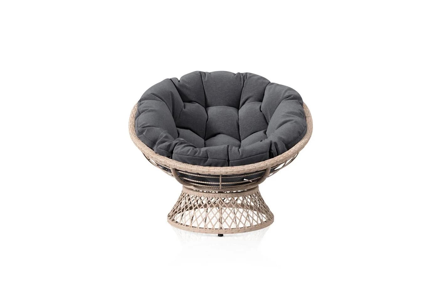 KHG Gartenlounge-Sessel Relax-Sessel Creme mit Polsterkissen Anthrazit - Bild 2