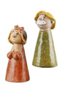 MF Gartenzaun Zaunhocker 2er Set Keramikfiguren Hans & Hilde Bunt Bild 1