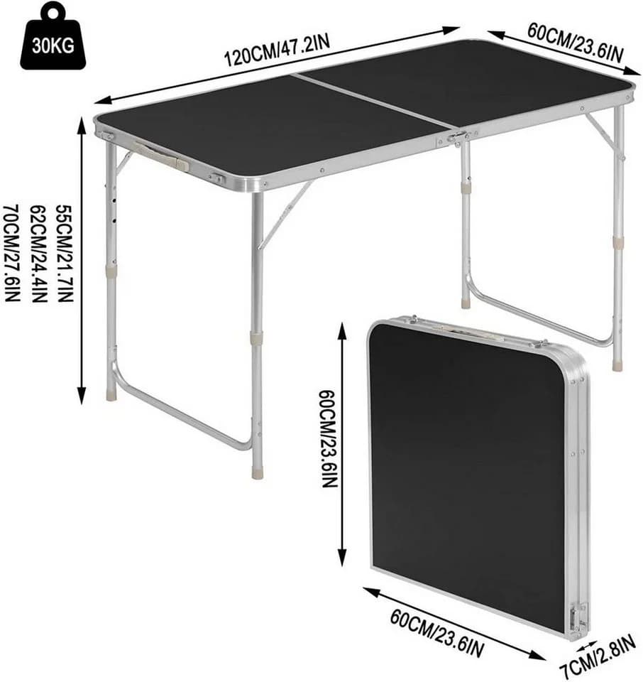 Woltu Campingtisch Klapptisch Höhenverstellbar Aluminium MDF - Bild 3