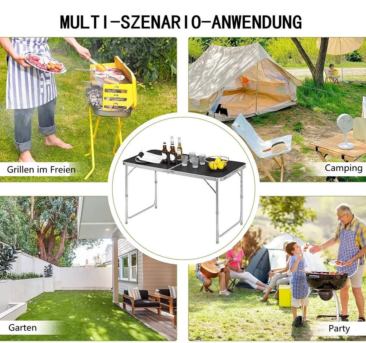 Woltu Campingtisch Klapptisch Höhenverstellbar Aluminium MDF - Bild 4