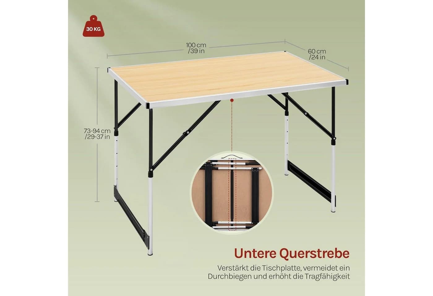 Woltu Campingtisch höhenverstellbar Braun Aluminium - Bild 3