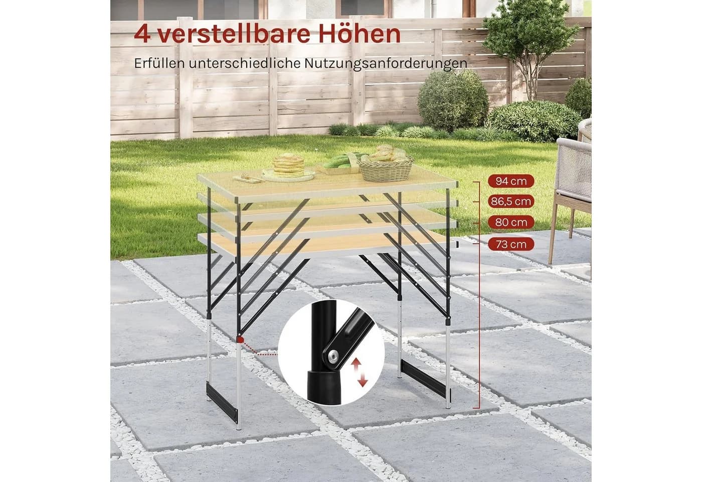 Woltu Campingtisch höhenverstellbar Braun Aluminium - Bild 5