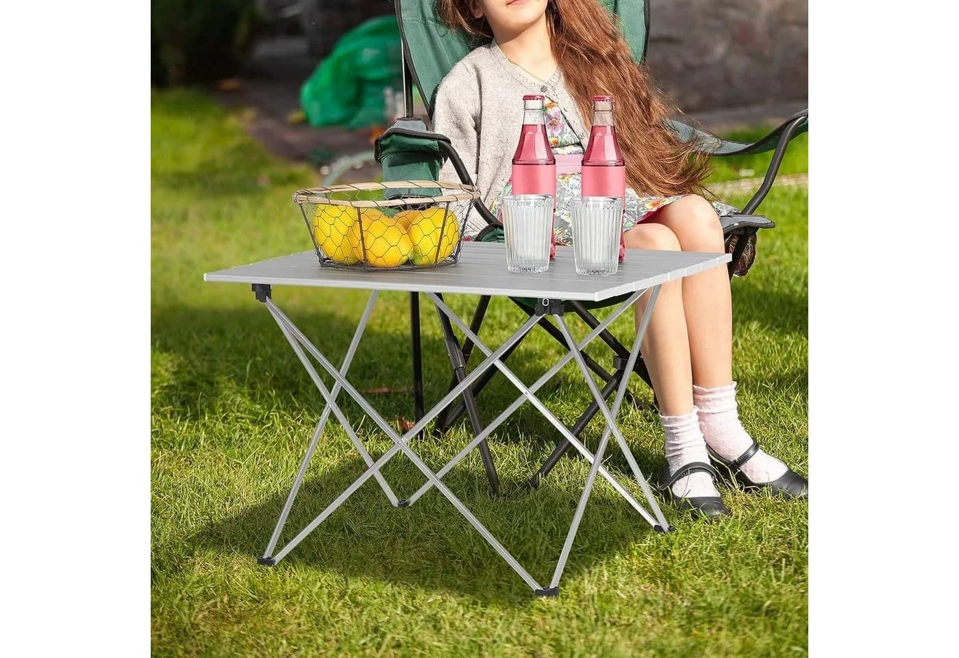 Woltu Campingtisch Alu Faltbar mit Tragetasche Silber