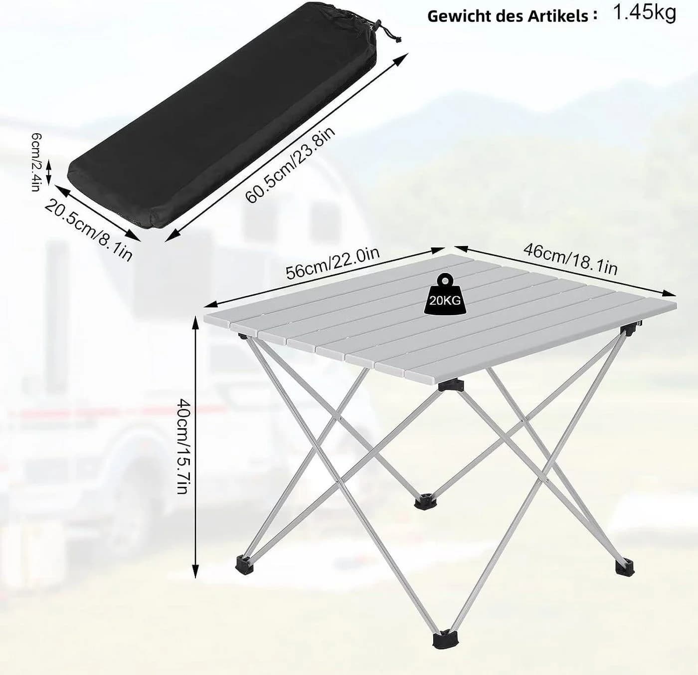 Woltu Campingtisch Alu Faltbar mit Tragetasche Silber - Bild 3