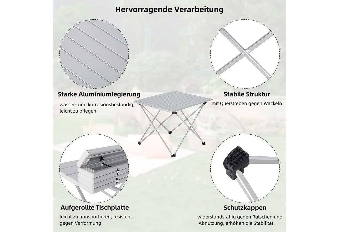 Woltu Campingtisch Alu Faltbar mit Tragetasche Silber - Bild 5