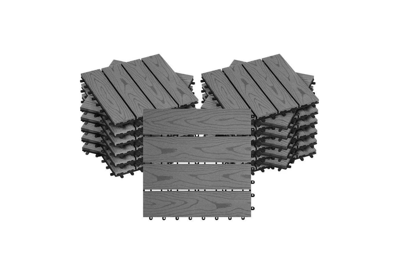 Woltu WPC-Fliesen Holzoptik Grau Klicksystem 30x30 cm - Bild 2