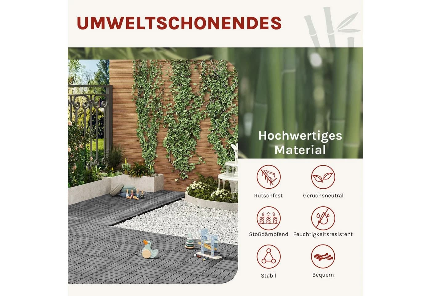 Woltu WPC-Fliesen Holzoptik Grau Klicksystem 30x30 cm - Bild 5