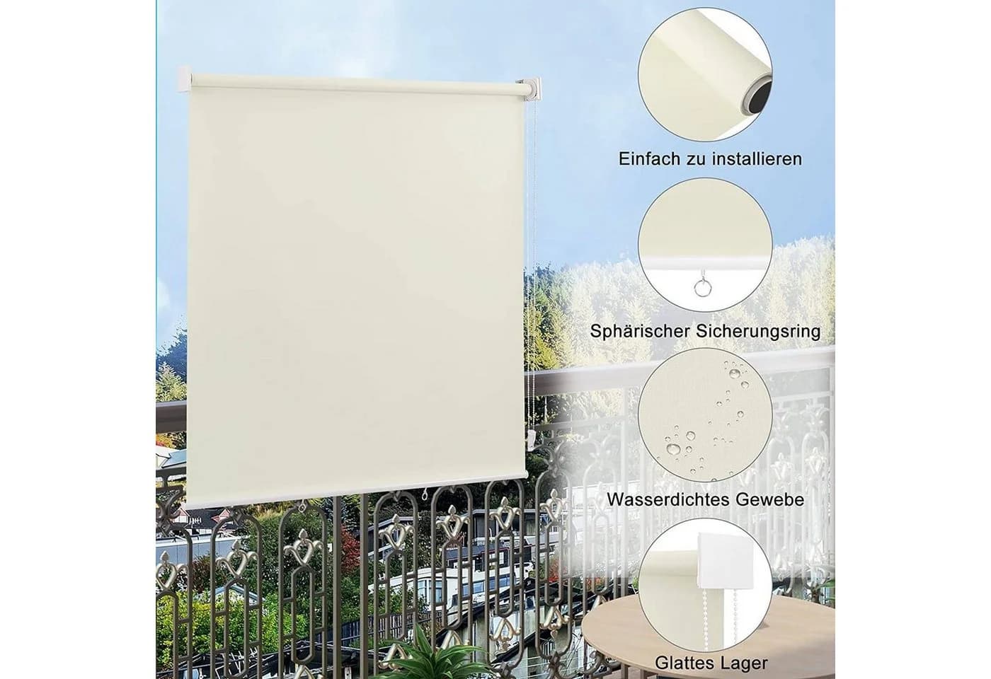 Woltu Senkrechtmarkise Beige UV-Schutz Wasserabweisend - Bild 3