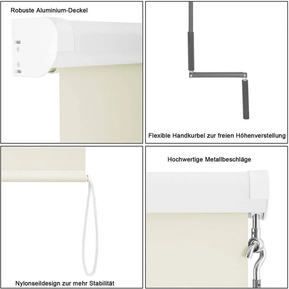 Woltu Senkrechtmarkise mit Handkurbel Beige - Bild 3