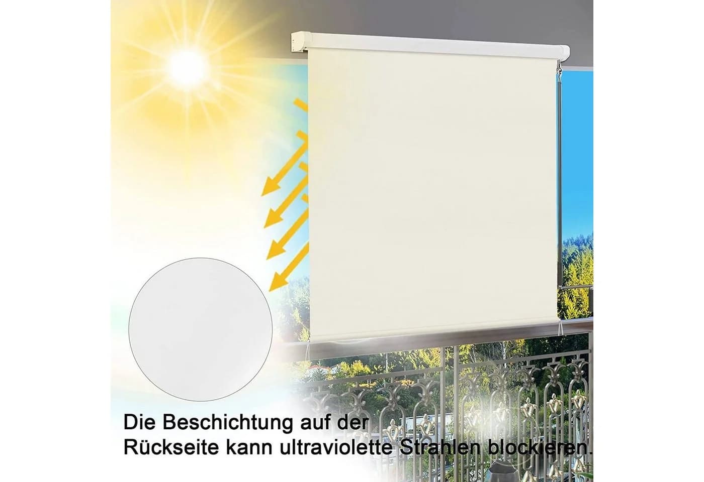 Woltu Senkrechtmarkise mit Handkurbel Beige - Bild 4