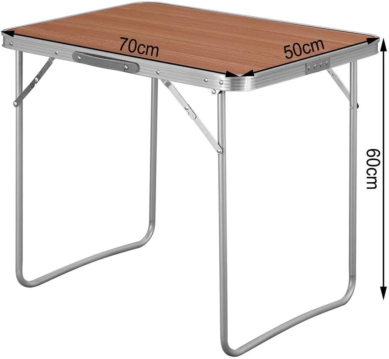 Woltu Campingtisch Klappbar mit Griff Alu MDF Schwarz/Grau/Eiche - Bild 3