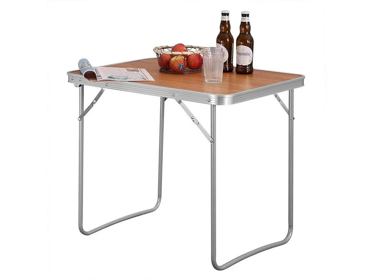 Woltu Campingtisch Klappbar mit Griff Alu MDF Schwarz/Grau/Eiche - Bild 5