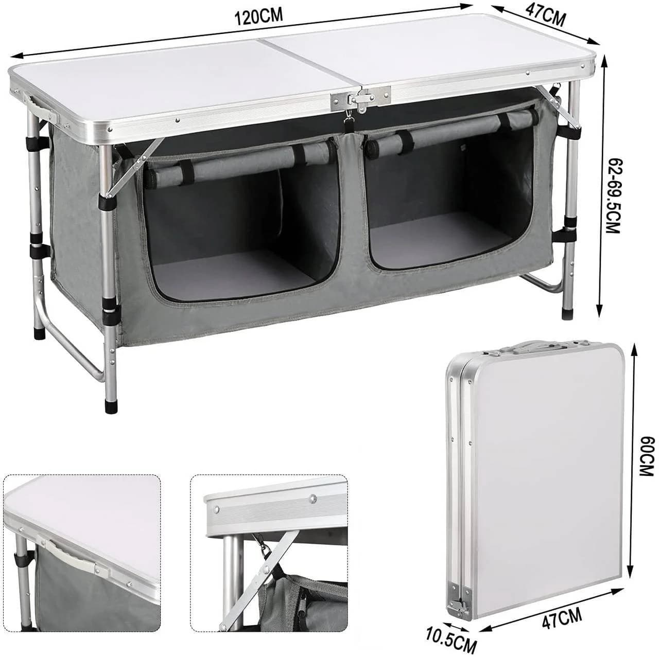 Woltu Campingtisch Höhenverstellbar Silber mit Tragetasche - Bild 3