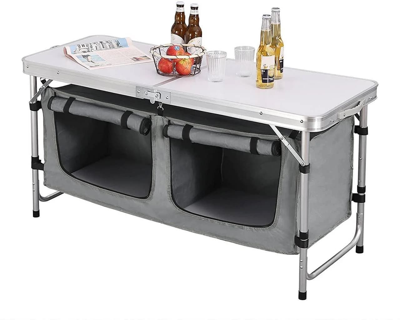 Woltu Campingtisch Höhenverstellbar Silber mit Tragetasche - Bild 4