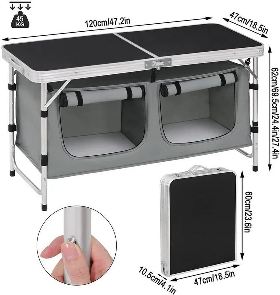 Woltu Campingtisch Höhenverstellbar mit Stauraum Outdoor inkl. Tragetasche - Bild 3