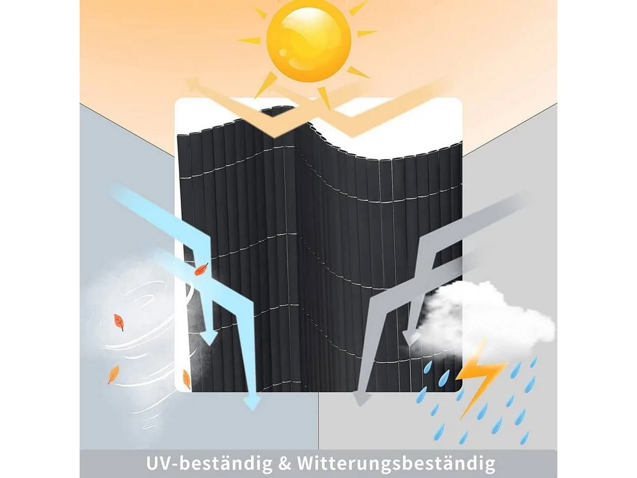 Woltu Balkonsichtschutz PVC Grau UV-beständig Wetterfest - Bild 4