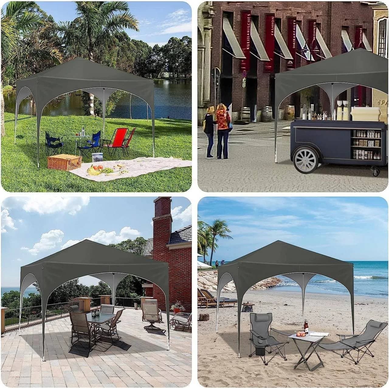 Woltu Pavillon 3x3m wasserdicht grau