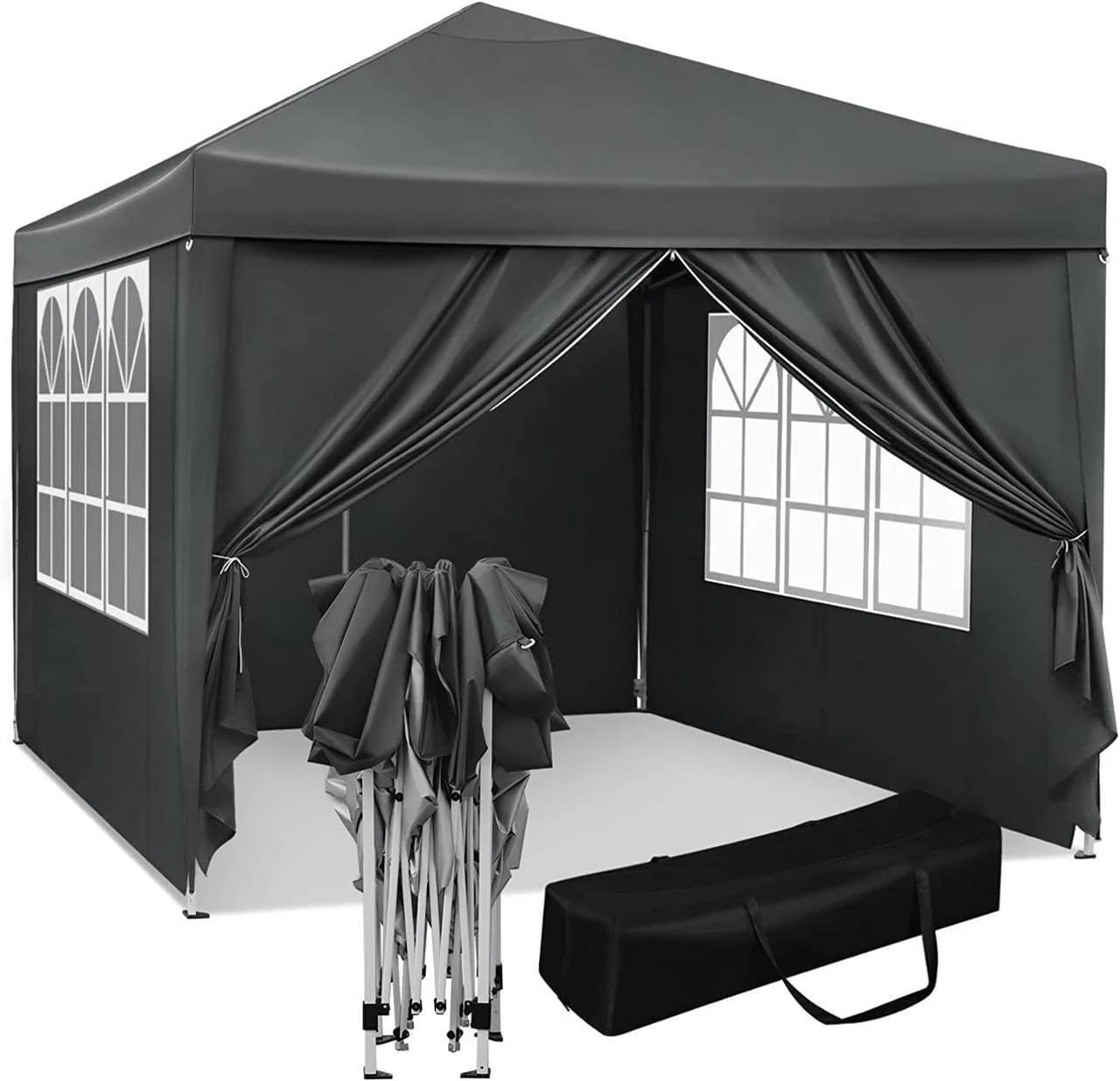 Woltu Faltpavillon 3x3m mit 4 Seitenteilen Anthrazit - Bild 2
