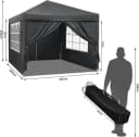 Woltu Faltpavillon 3x3m mit 4 Seitenteilen Anthrazit Bild 3