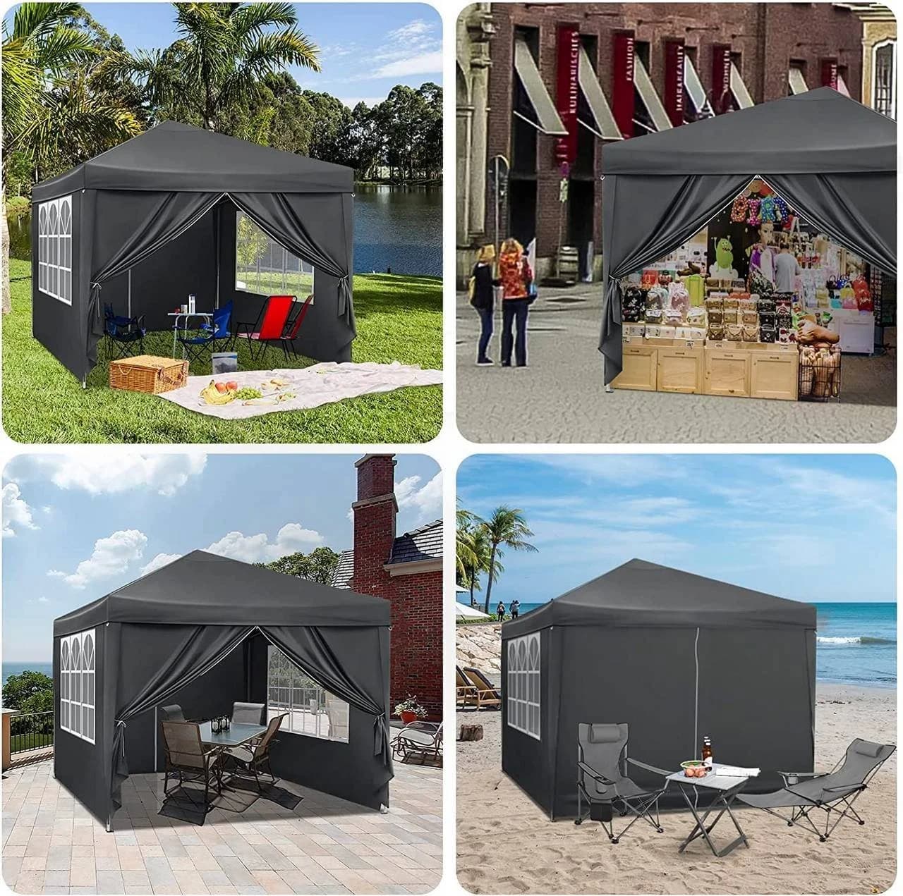 Woltu Faltpavillon 3x3m mit 4 Seitenteilen Anthrazit - Bild 4
