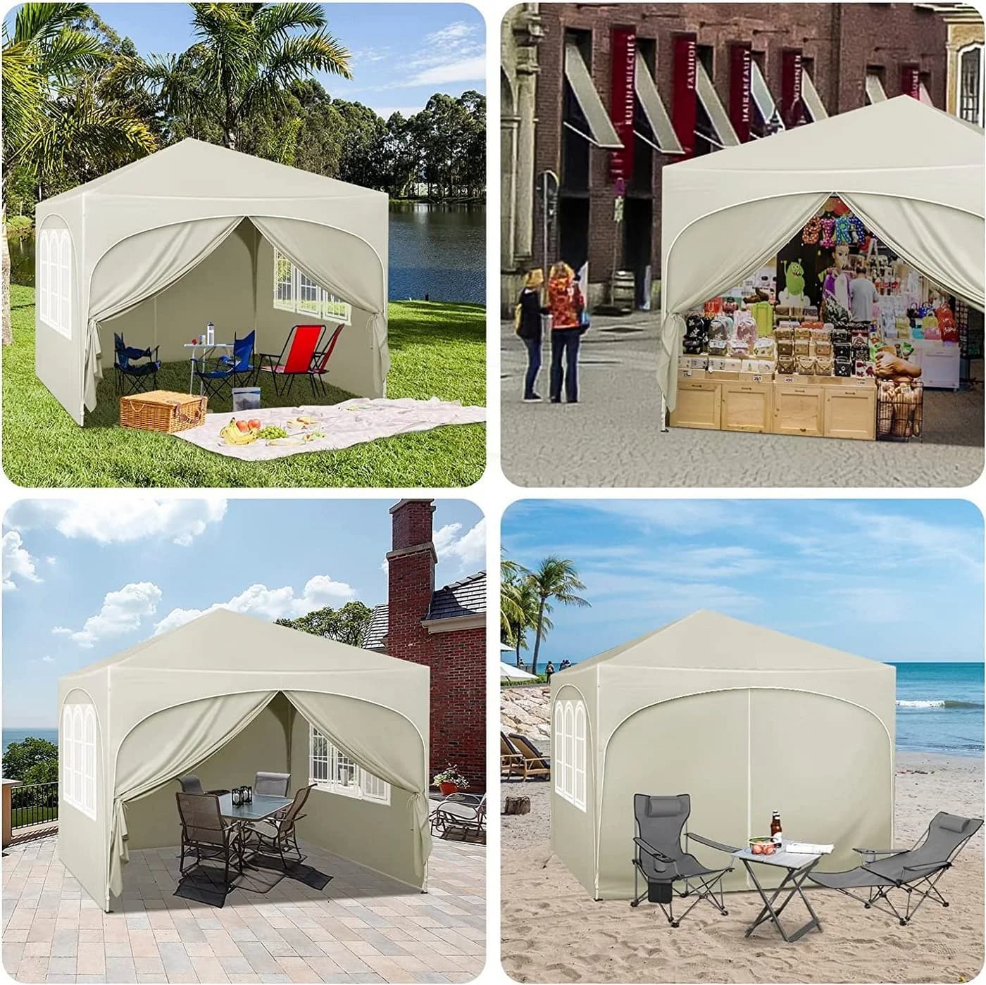 Woltu Faltpavillon 3x3m mit 4 Seitenwänden höhenverstellbar - Bild 4