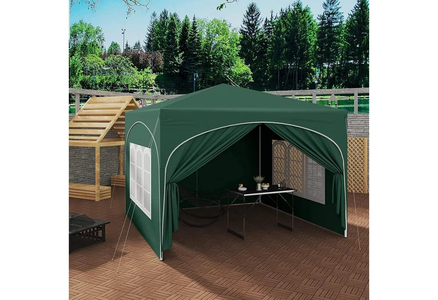 Woltu Faltpavillon 3x3m Grün Höhenverstellbar