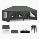 Woltu Pavillon 3x6m mit 6 Seitenwänden höhenverstellbar Grau Bild 2