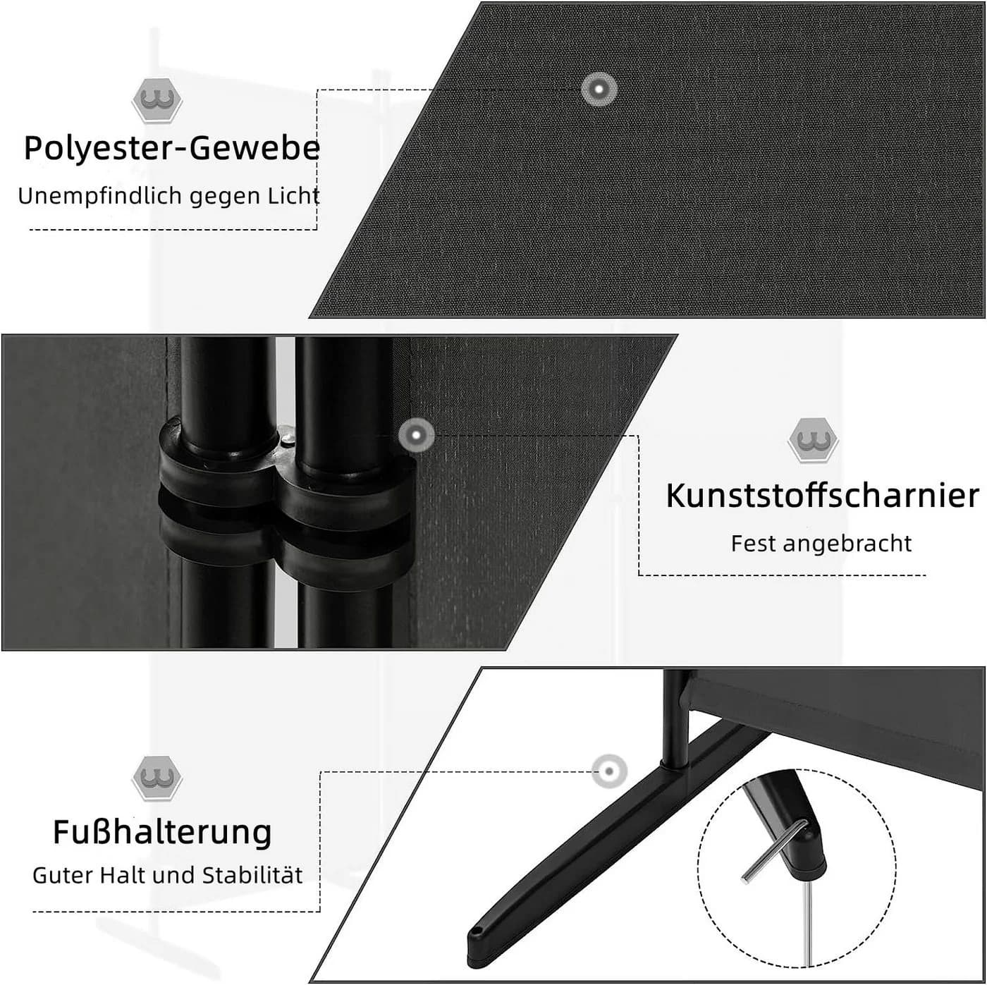 Woltu Paravent Raumteiler Dunkelgrau Klappbar Metall Polyester - Bild 4
