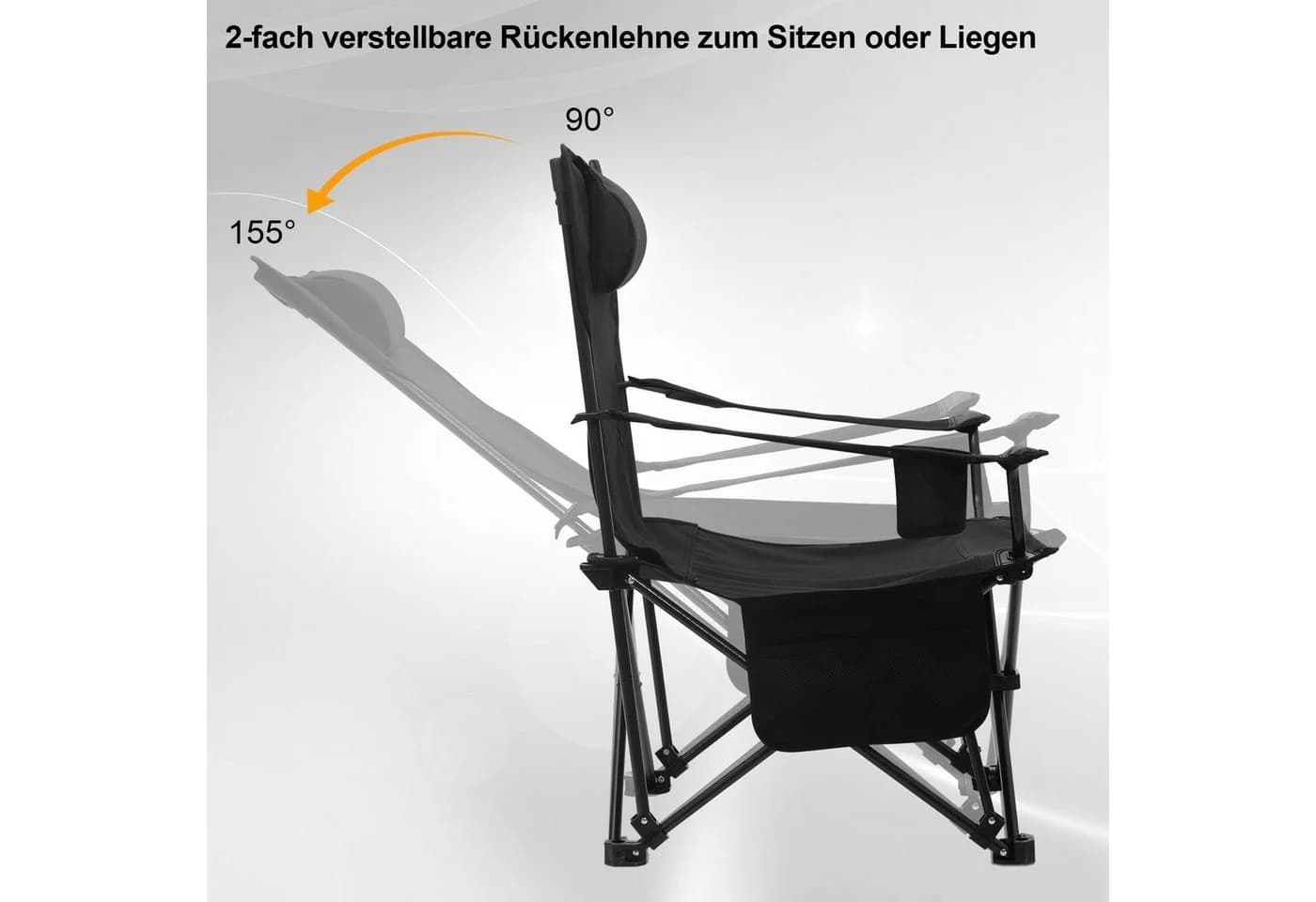 Woltu Campingstuhl 2er Set Klappbar Schwarz mit Getränkehalter - Bild 5