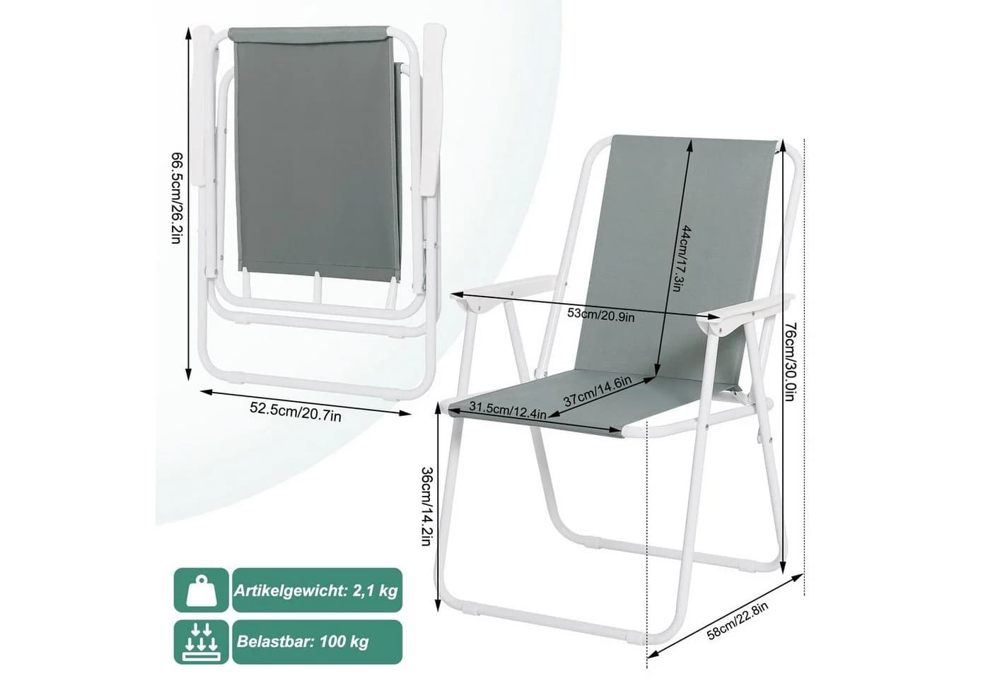 Woltu Campingstuhl 2er Set Angelstuhl Ultraleicht Klappbar - Bild 3