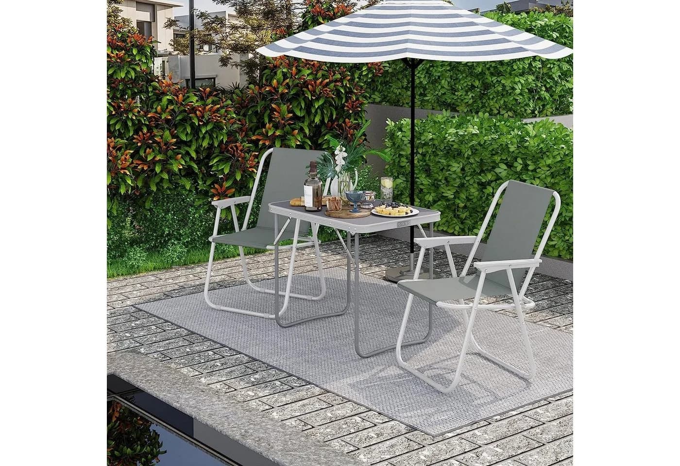 Woltu Campingtisch Grau Klappbar mit Griff