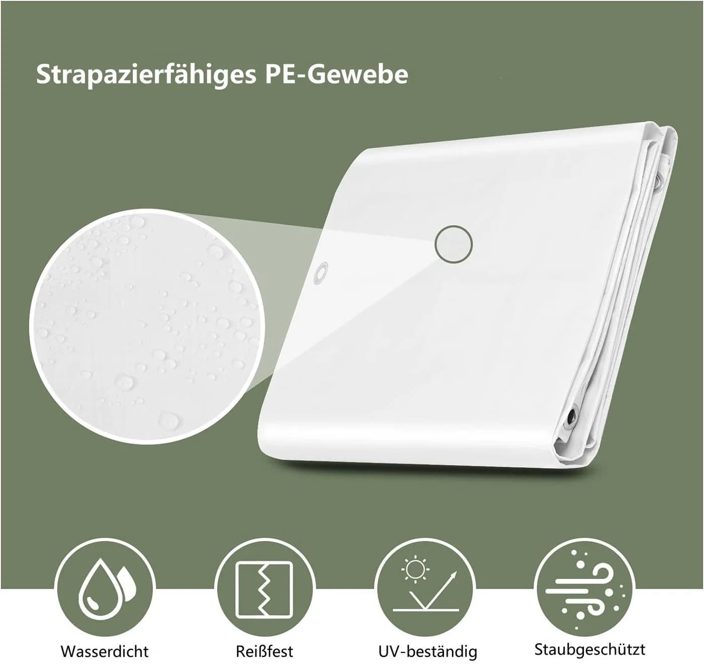 Woltu Schutzplane Wasserdicht mit Ösen UV-beständig PE-Gewebe - Bild 4