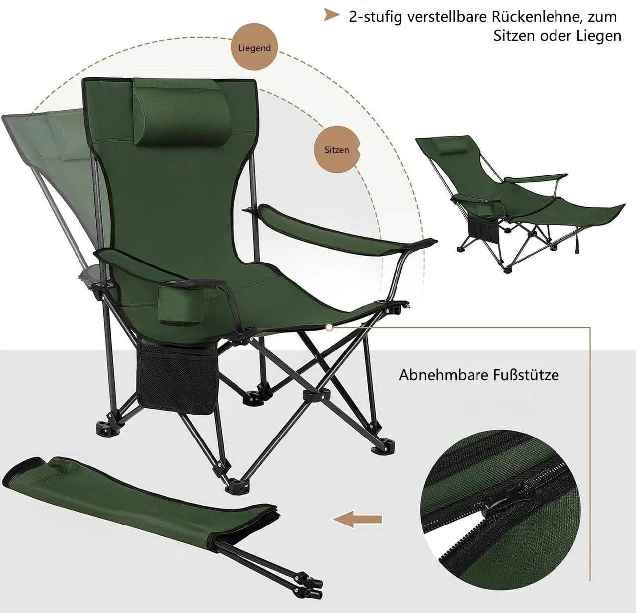 Woltu Campingstuhl 2er Set Grün Klappbar mit Getränkehalter - Bild 4