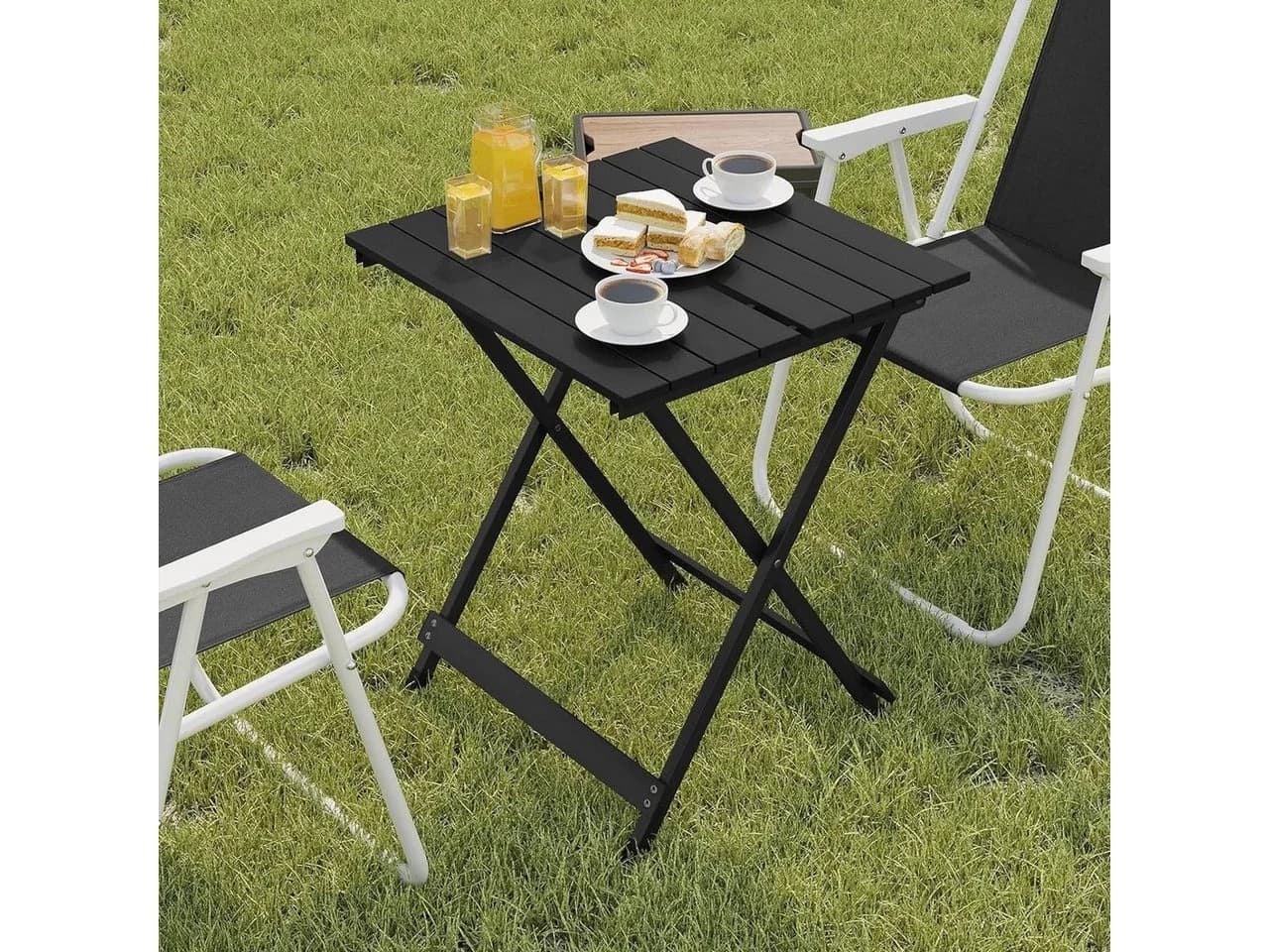 Woltu Campingtisch Klappbar Aluminium Schwarz