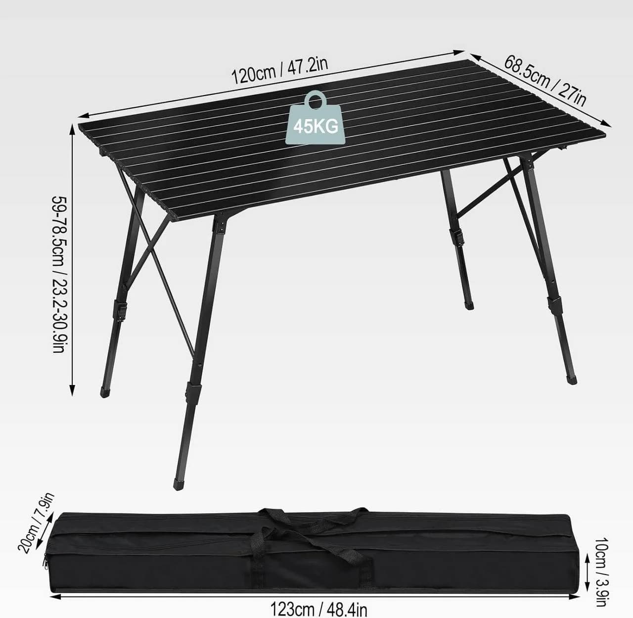 Woltu Campingtisch Aluminium Klappbar Höhenverstellbar 120x68.5cm - Bild 3