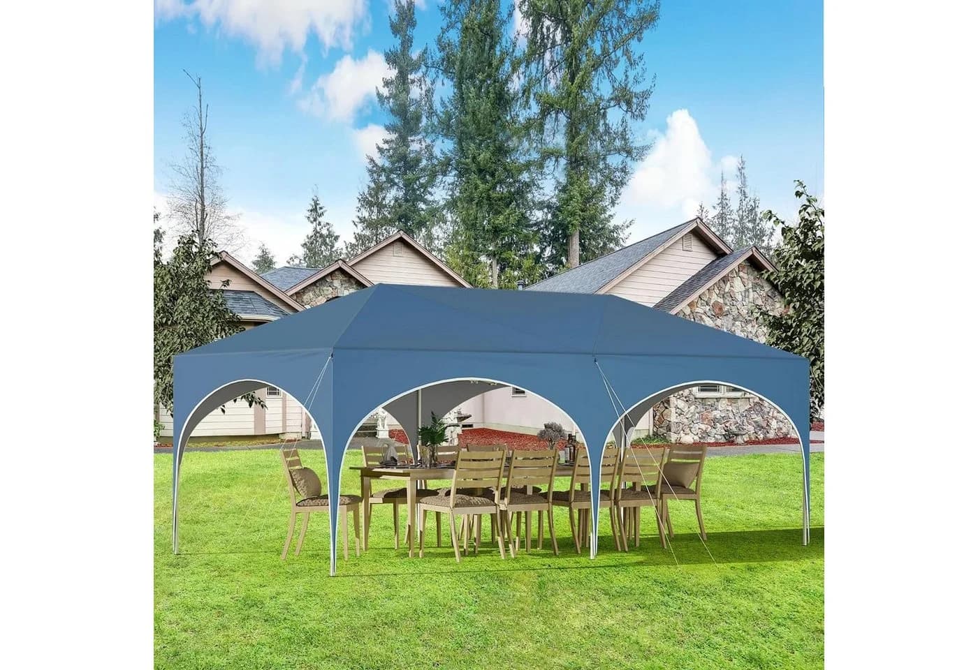 Woltu Pavillon 3x6m Höhenverstellbar mit 6 Seitenwänden